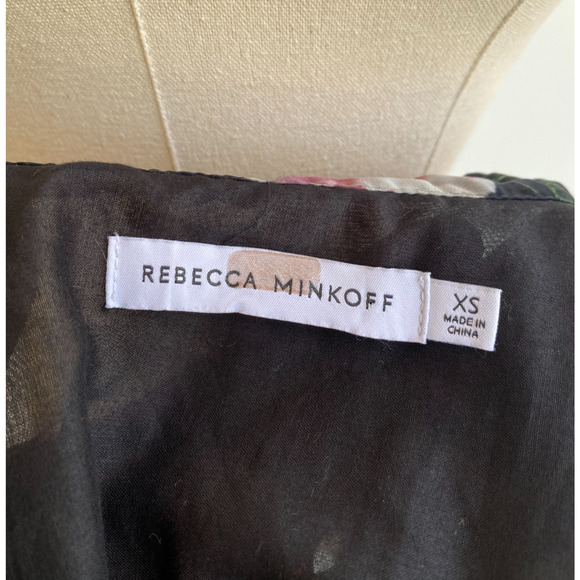 REBECCA MINKOFF Floral A Line Floral Mini Dress Black Rose Tiered Skirt XS - Picture 12 of 14